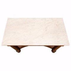 French 19th Century Empire St. Burl Walnut, Ormolu, and Marble Console