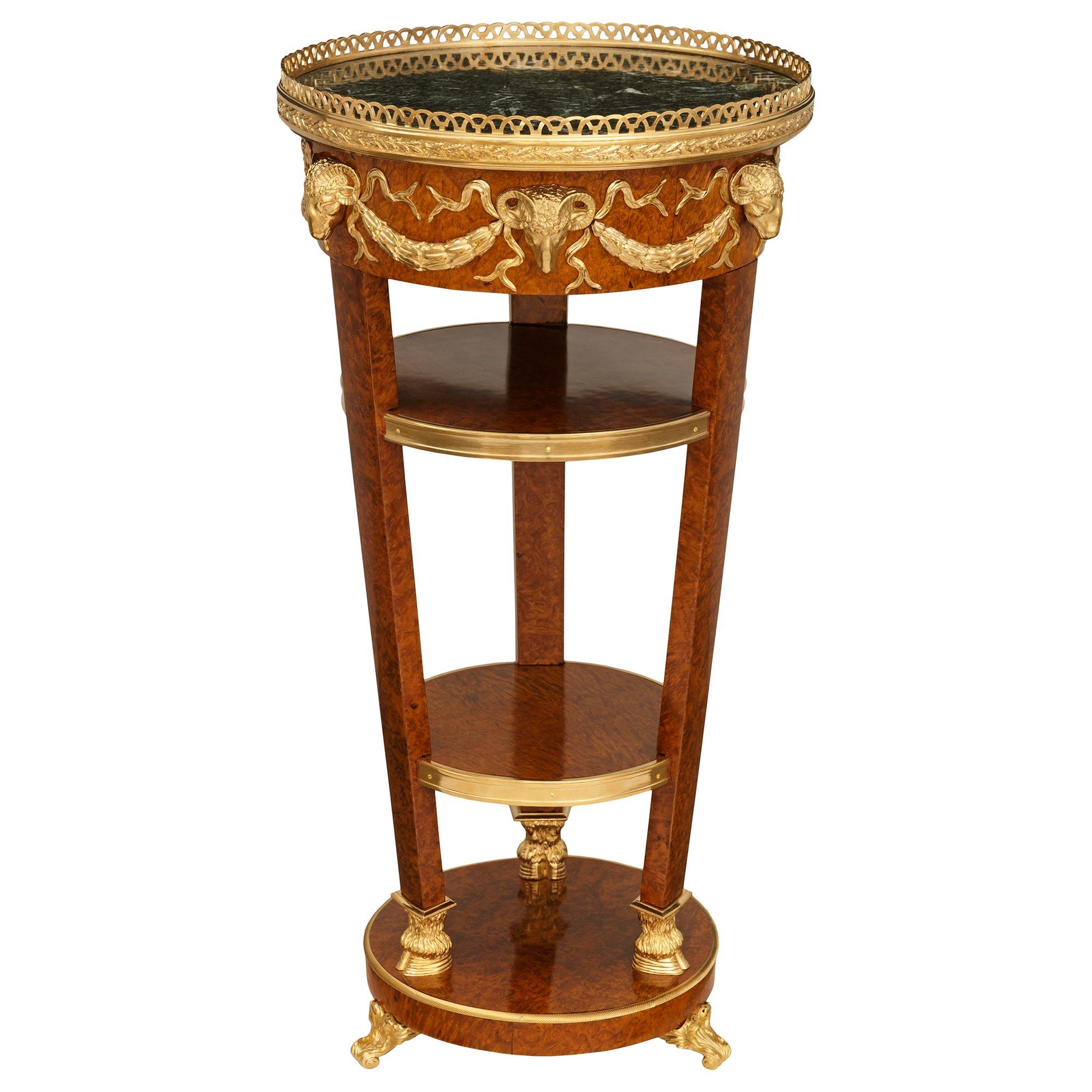 Französischer Beistelltisch aus Wurzelholz, Ormolu und Marmor im Empire-Stil des 19. im Zustand „Gut“ im Angebot in West Palm Beach, FL