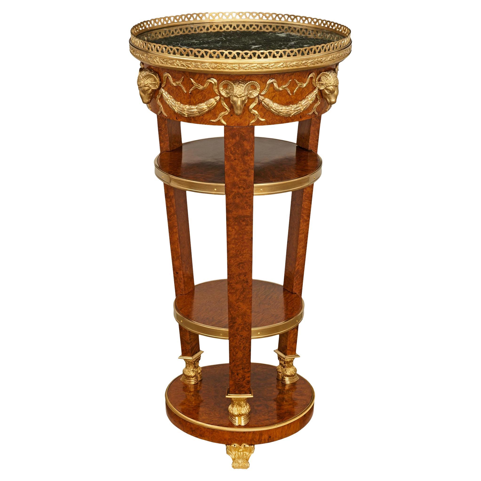 Französischer Beistelltisch aus Wurzelholz, Ormolu und Marmor im Empire-Stil des 19. im Angebot