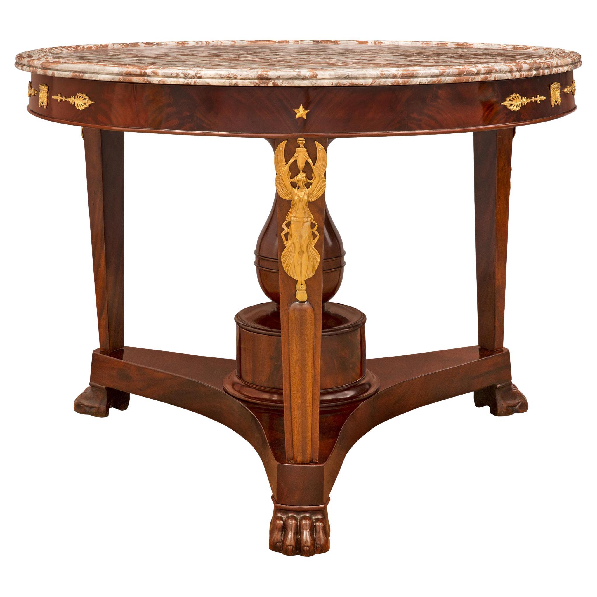 French 19th Century Empire St. Crouch Mahogany Center Table For Sale