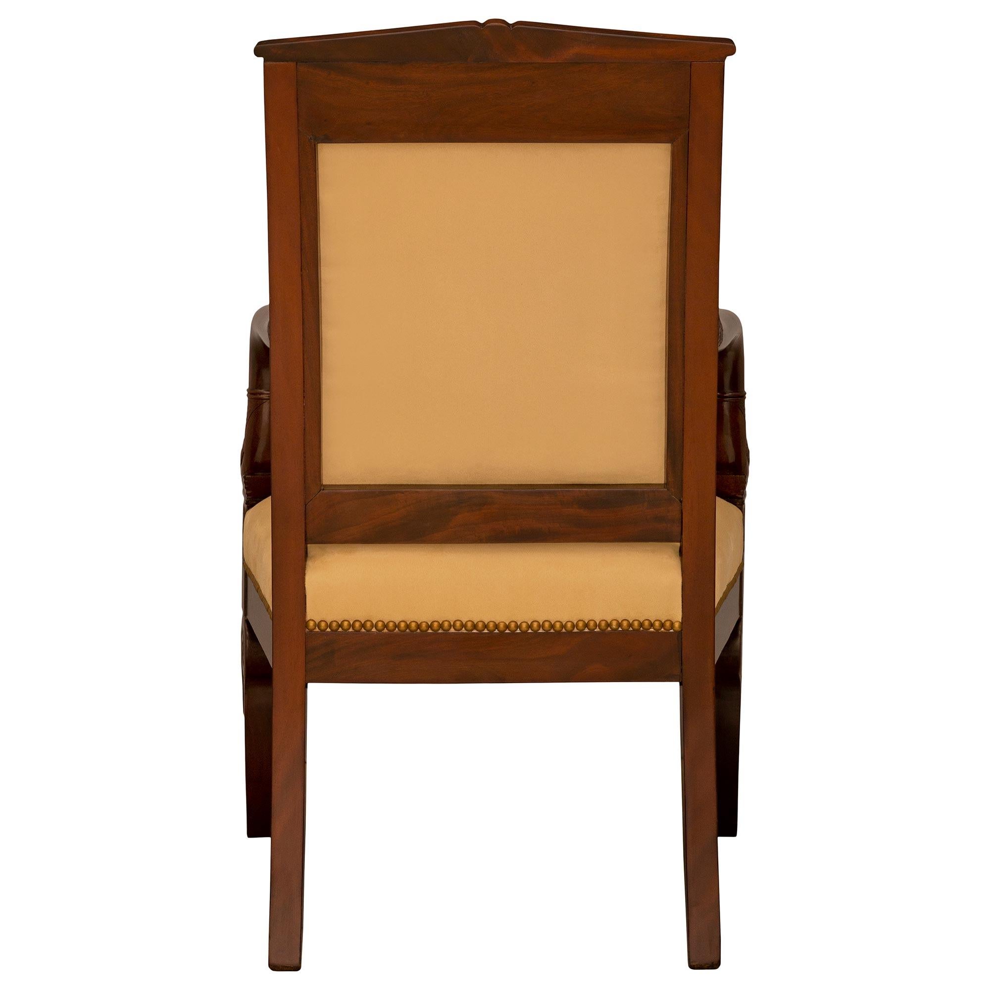 French 19th Century Empire St. Flamed Mahogany Desk Armchair For Sale 6