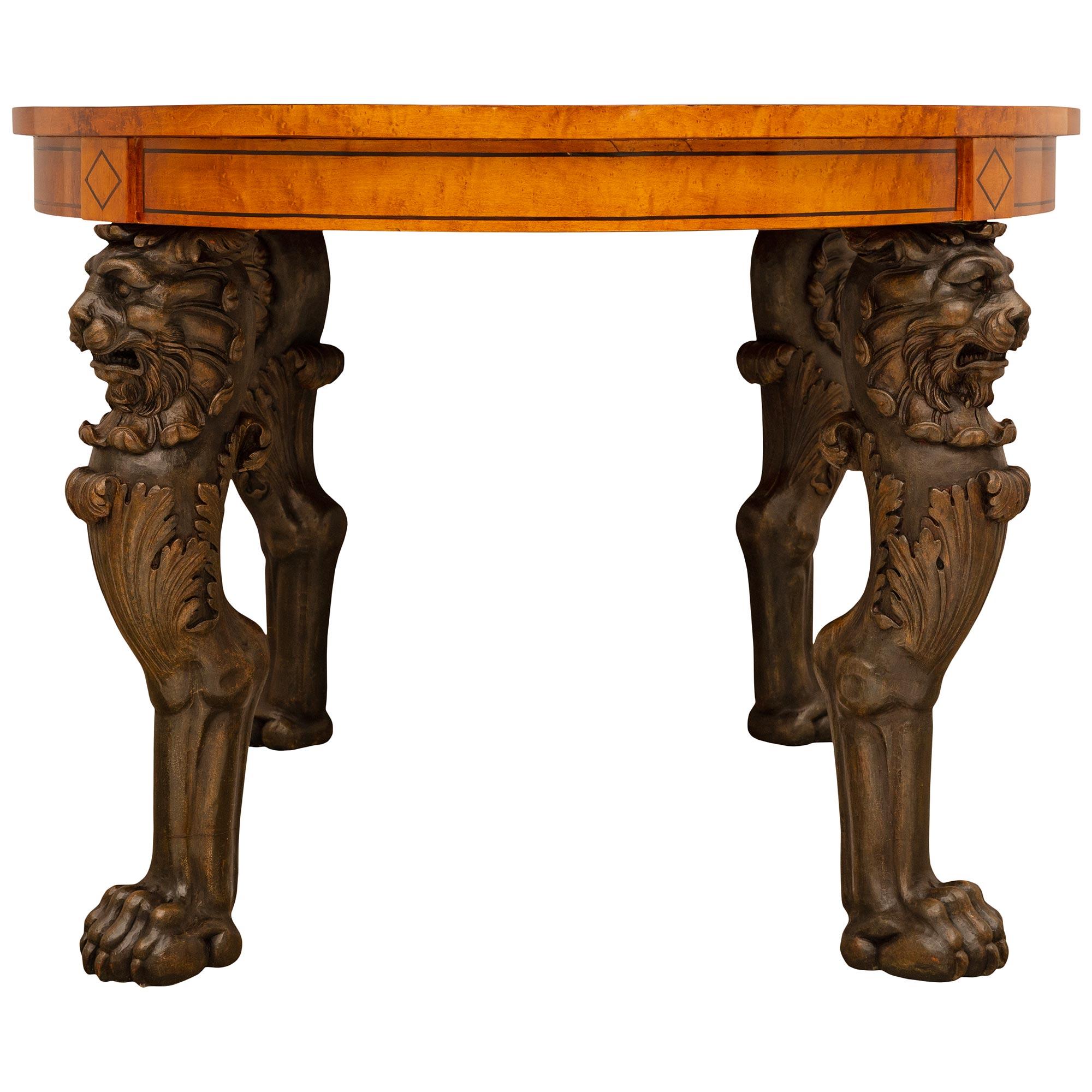 French 19th century Empire st. Lemon and patinated wood center table In Good Condition For Sale In West Palm Beach, FL
