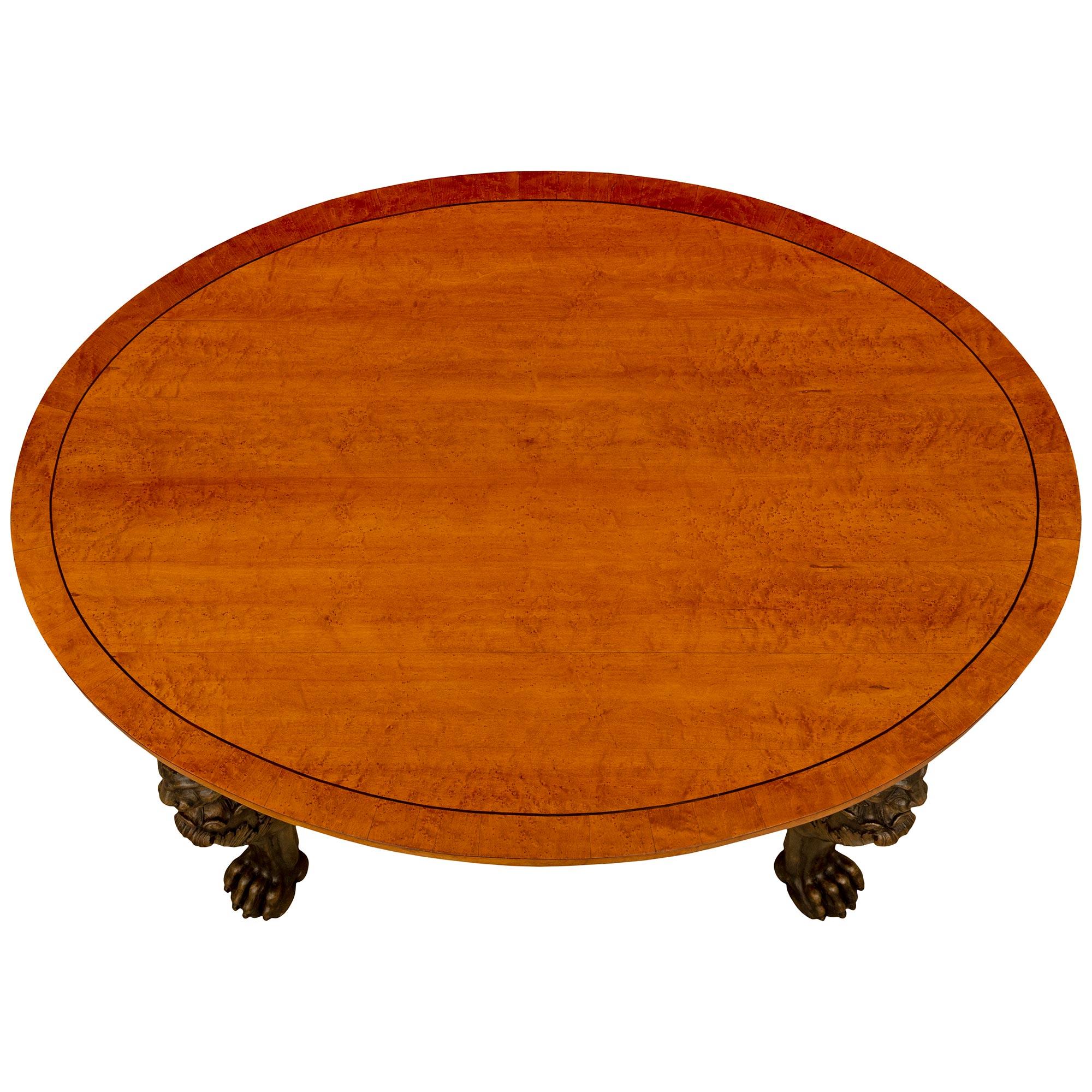French 19th century Empire st. Lemon and patinated wood center table For Sale 2