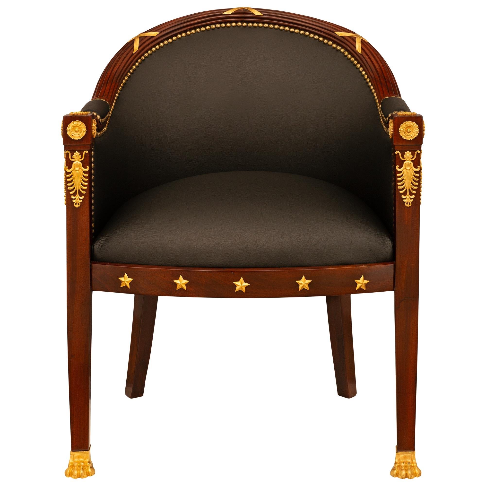 French 19th Century Empire St. Mahogany And Ormolu Armchair For Sale 8