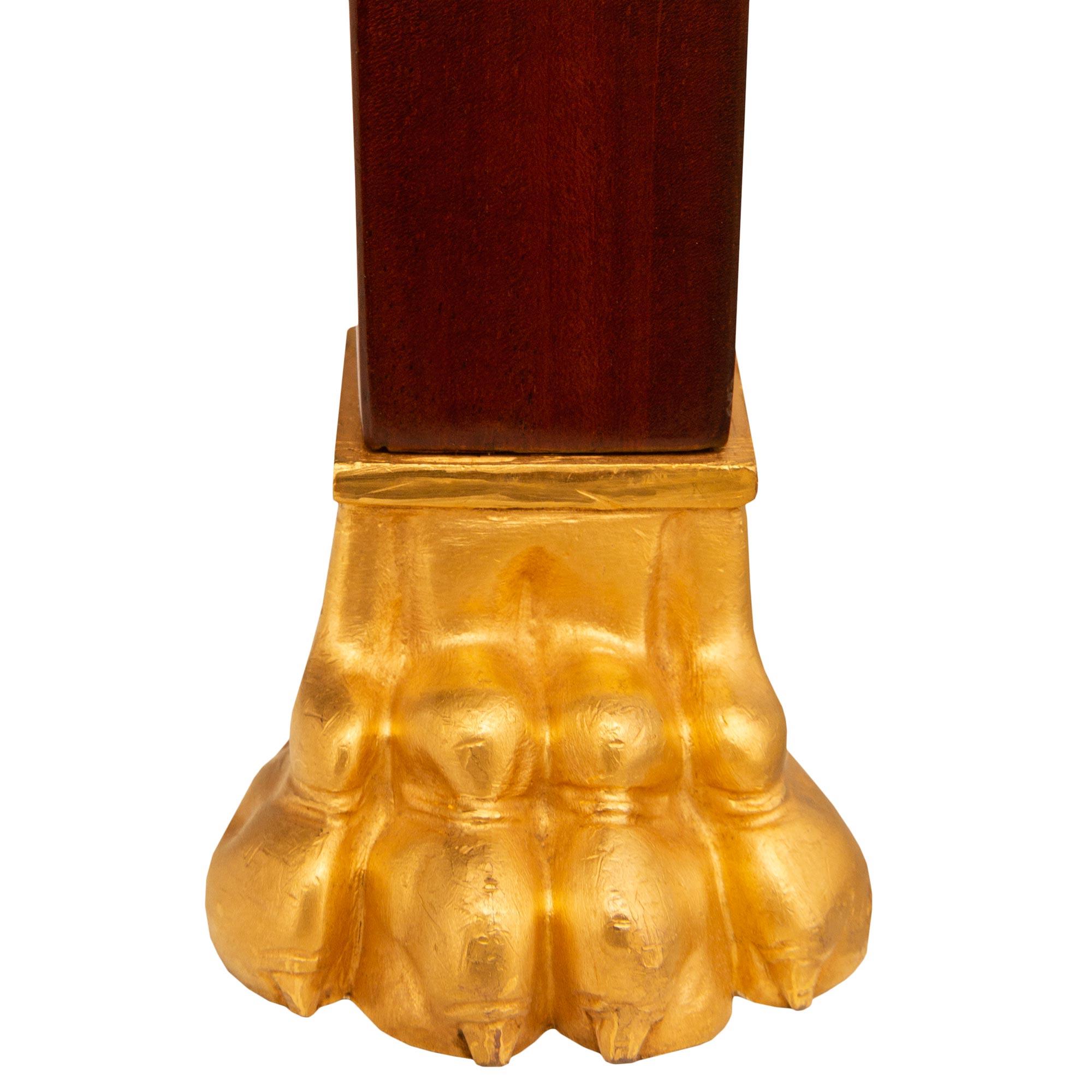 Fauteuil Empire français du 19ème siècle en acajou et bronze doré en vente 2