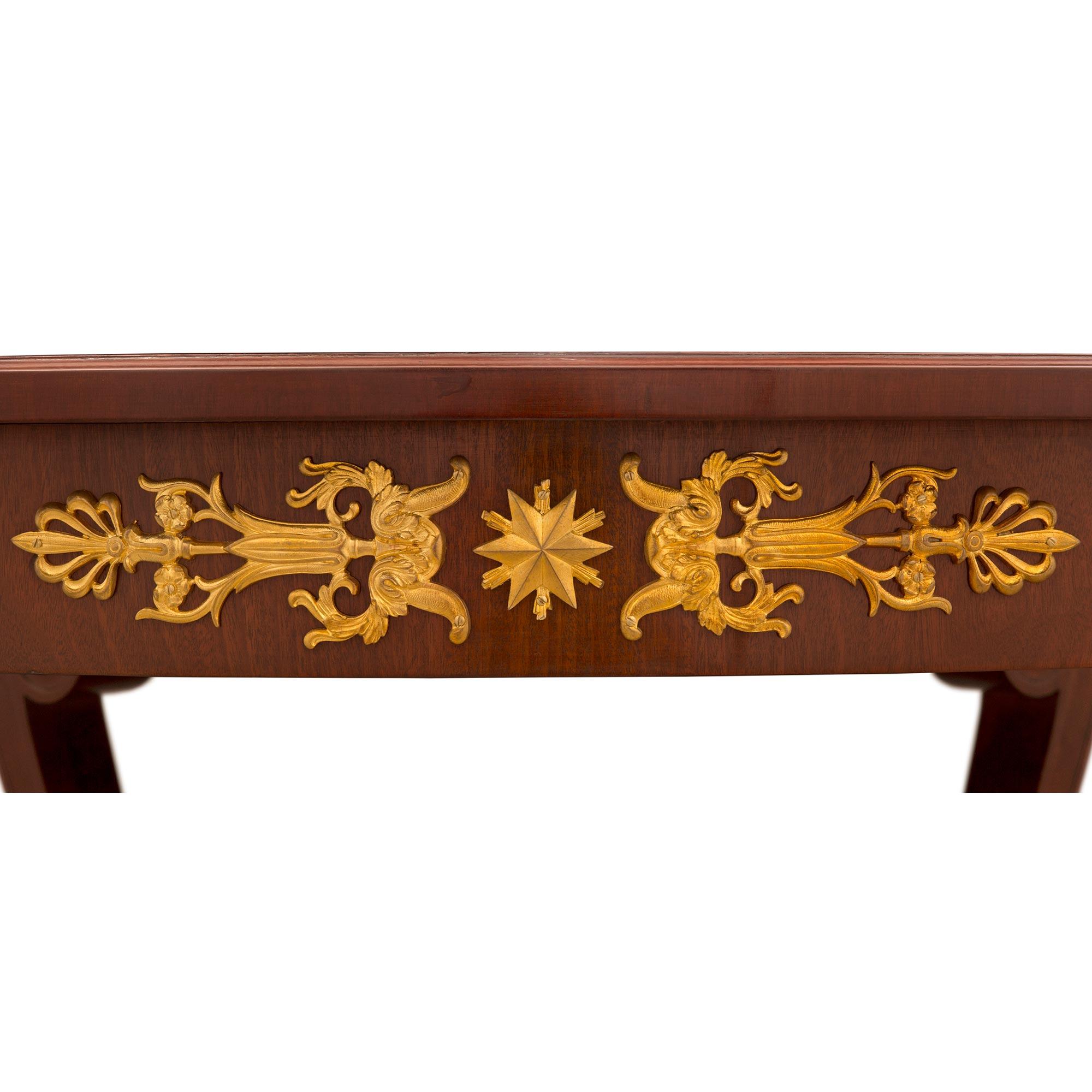 French 19th Century Empire St. Mahogany and Ormolu Center Table In Good Condition For Sale In West Palm Beach, FL