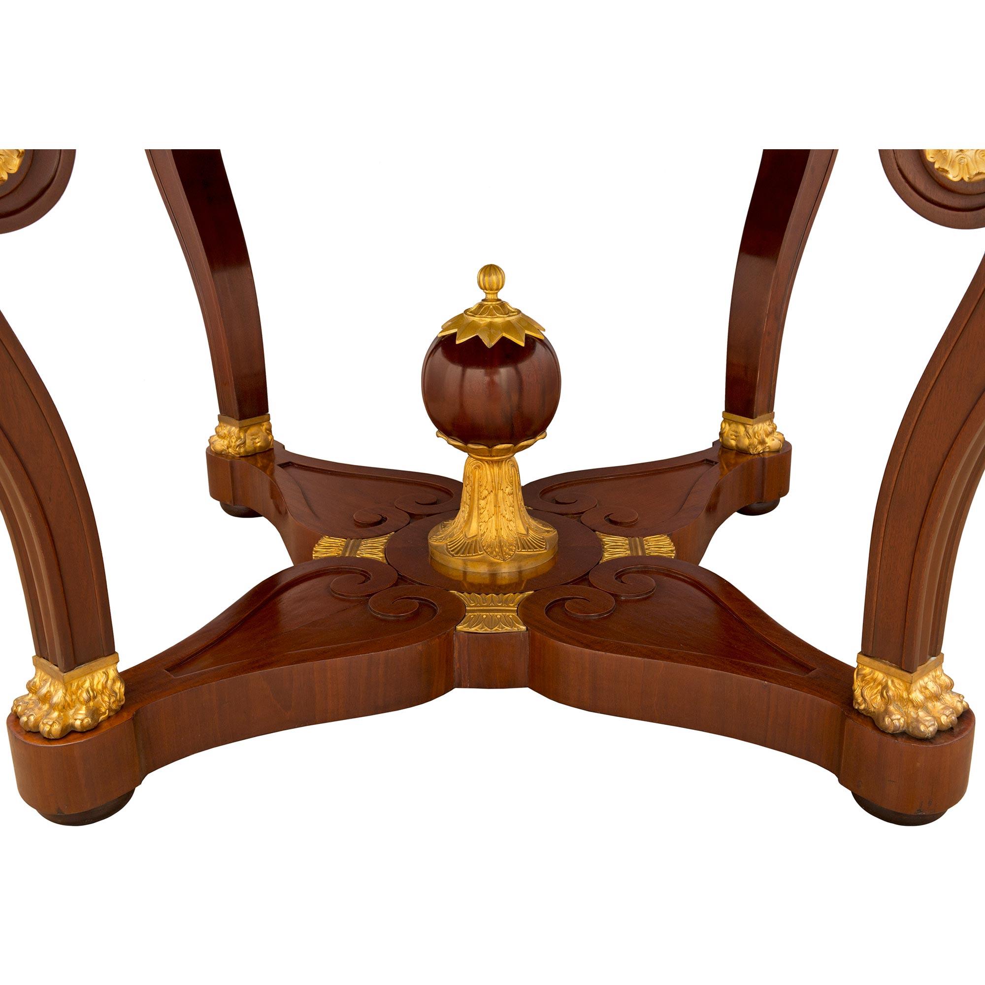 French 19th Century Empire St. Mahogany and Ormolu Center Table For Sale 3