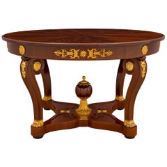 French 19th Century Empire St. Mahogany and Ormolu Center Table