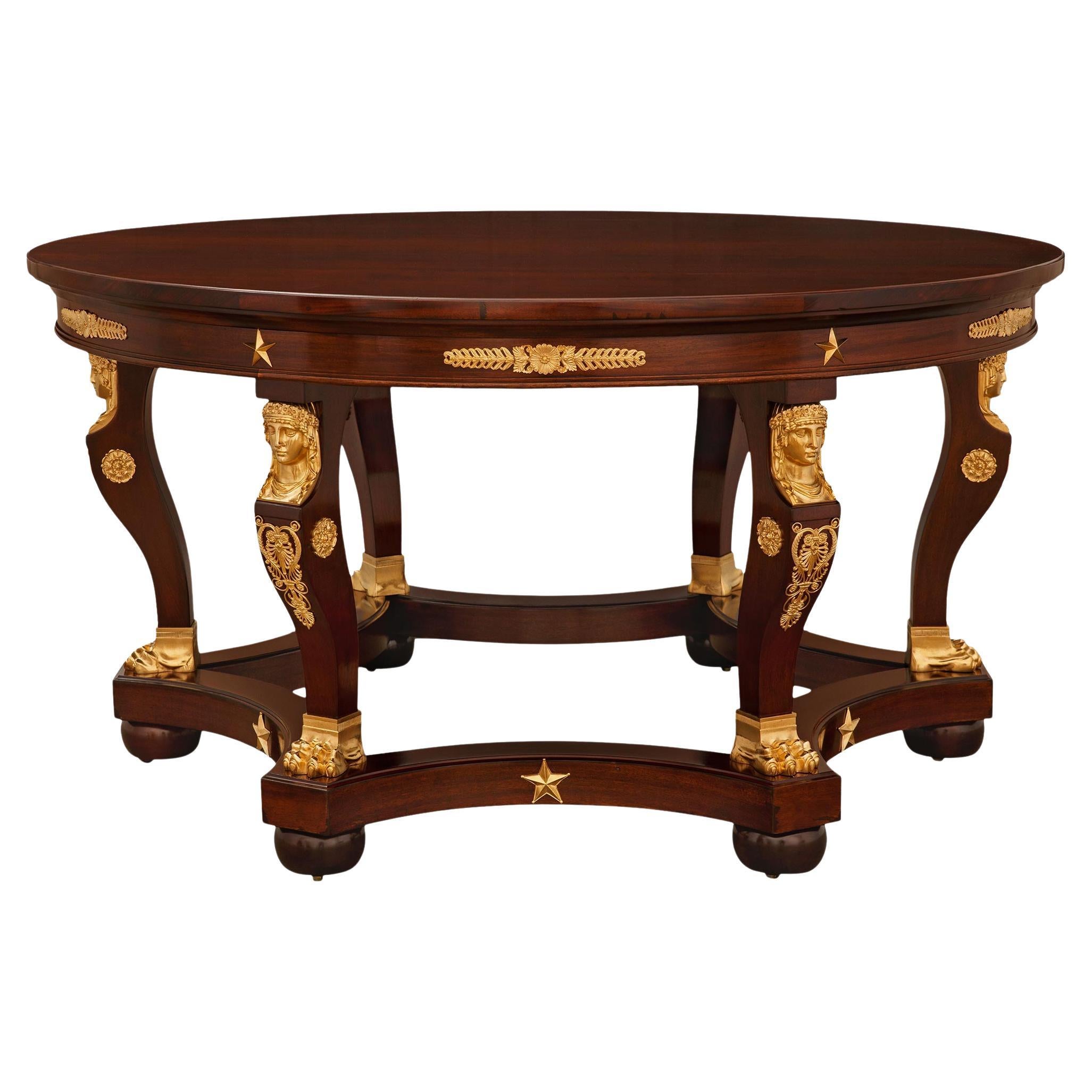 French 19th century Empire st. Mahogany and Ormolu center table