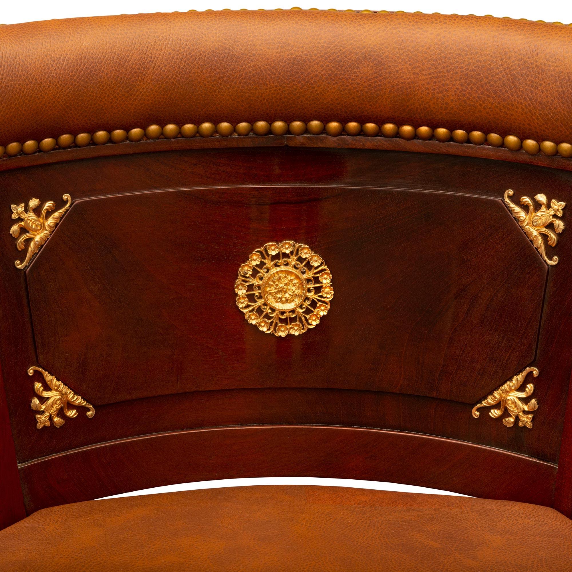 French 19th Century Empire St. Mahogany and Ormolu Desk Armchair For Sale 3
