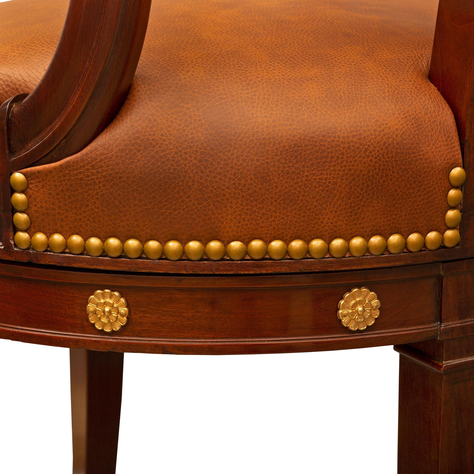 French 19th Century Empire St. Mahogany and Ormolu Desk Armchair For Sale 4