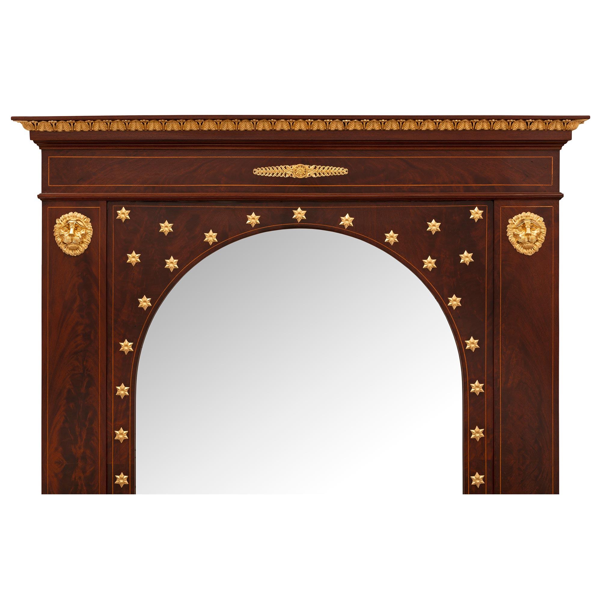 French 19th Century Empire St. Mahogany and Ormolu Mirror In Good Condition For Sale In West Palm Beach, FL