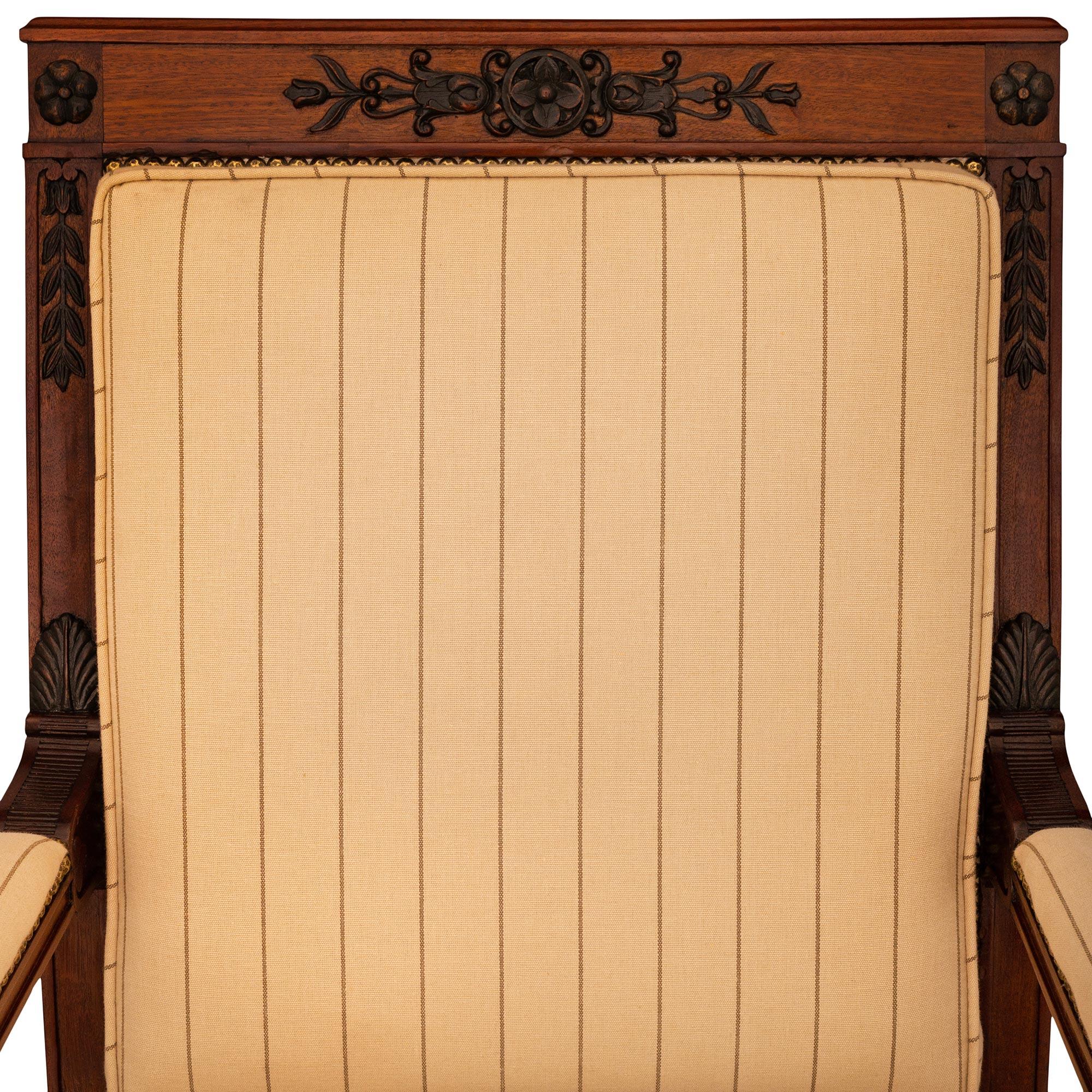 19th Century French 19th century Empire st. Mahogany and patinated Wood armchairs For Sale