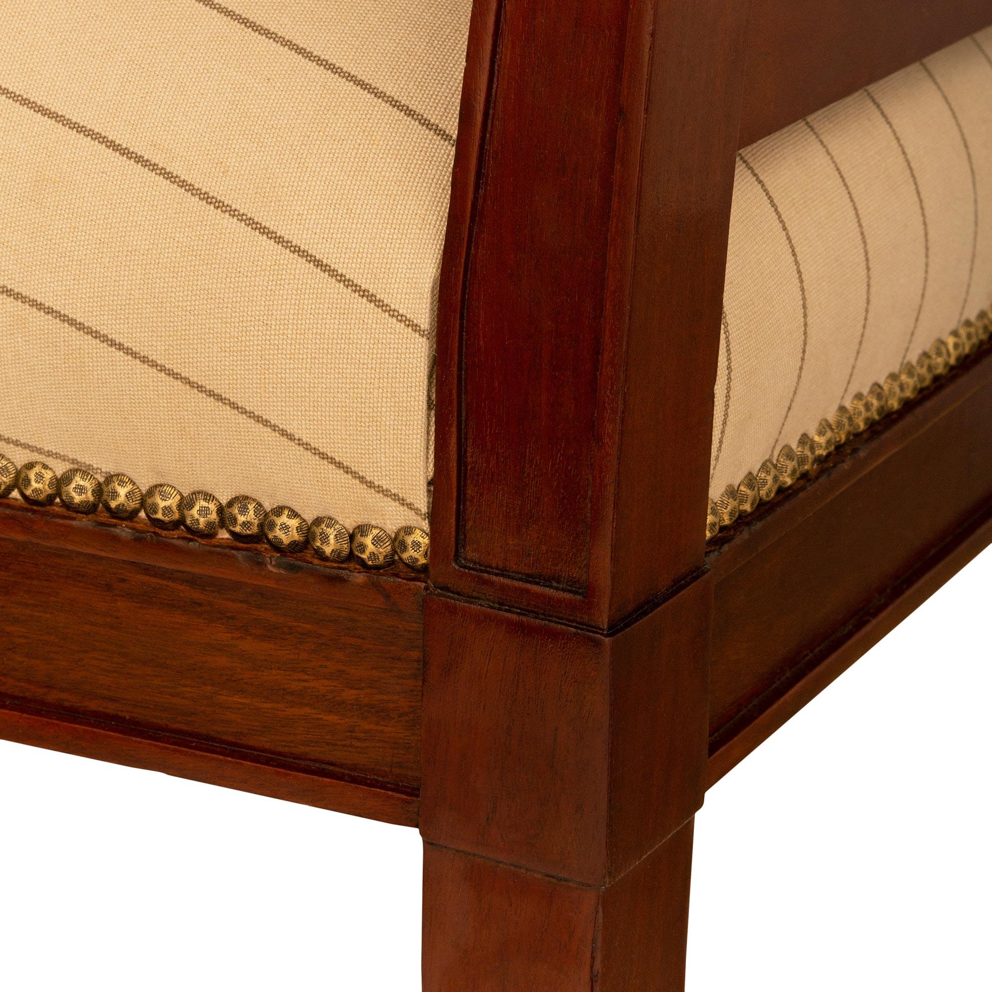 French 19th century Empire st. Mahogany and patinated Wood armchairs For Sale 2