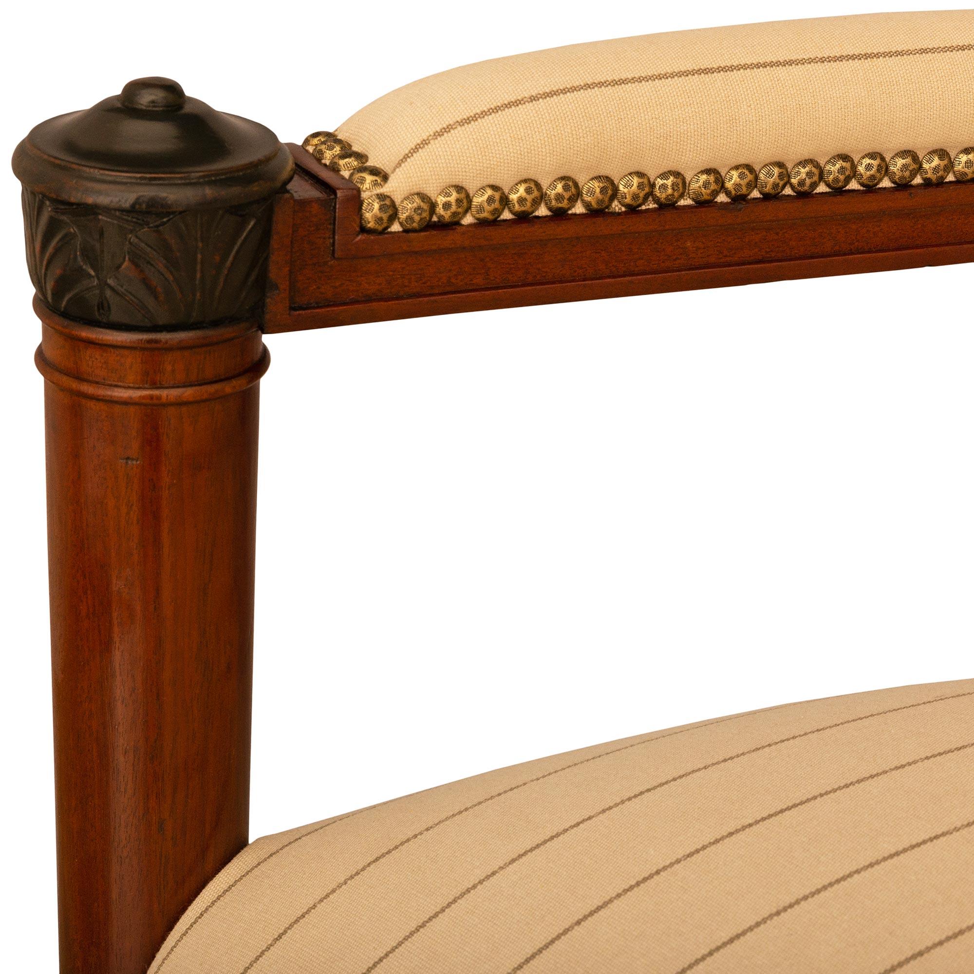 French 19th century Empire st. Mahogany and patinated Wood armchairs For Sale 3