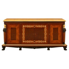 Antique French 19th century Empire st. Mahogany, Kingwood, Ormolu and Marble buffet