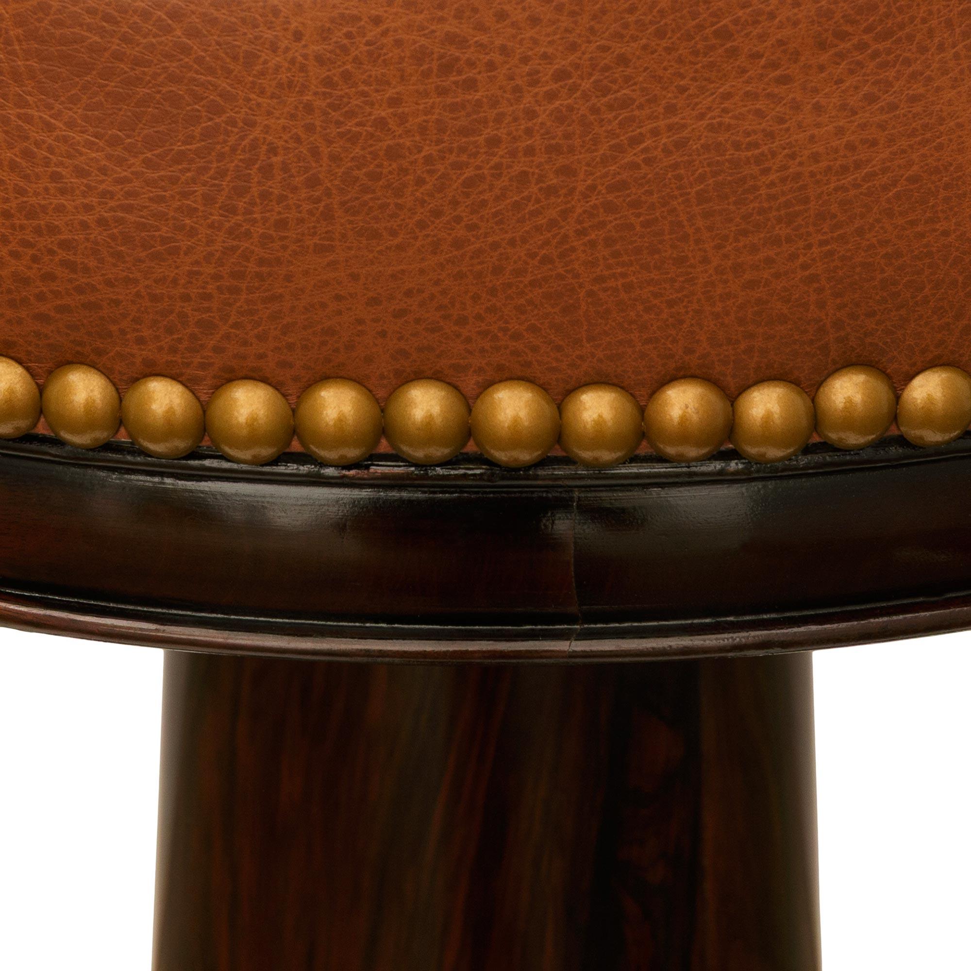 French 19th century Empire st. Mahogany, Leather and Ormolu stool Francés en venta