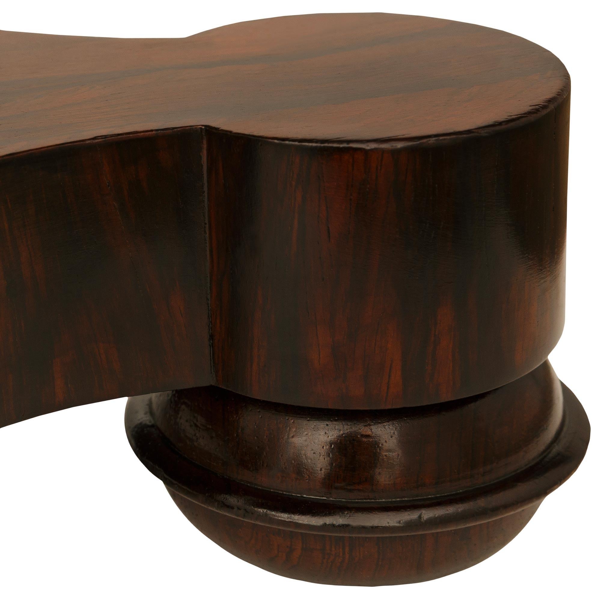French 19th century Empire st. Mahogany, Leather and Ormolu stool Cuero en venta