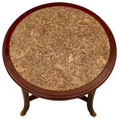 French 19th Century Empire St. Mahogany, Ormolu, and Marble Side Table