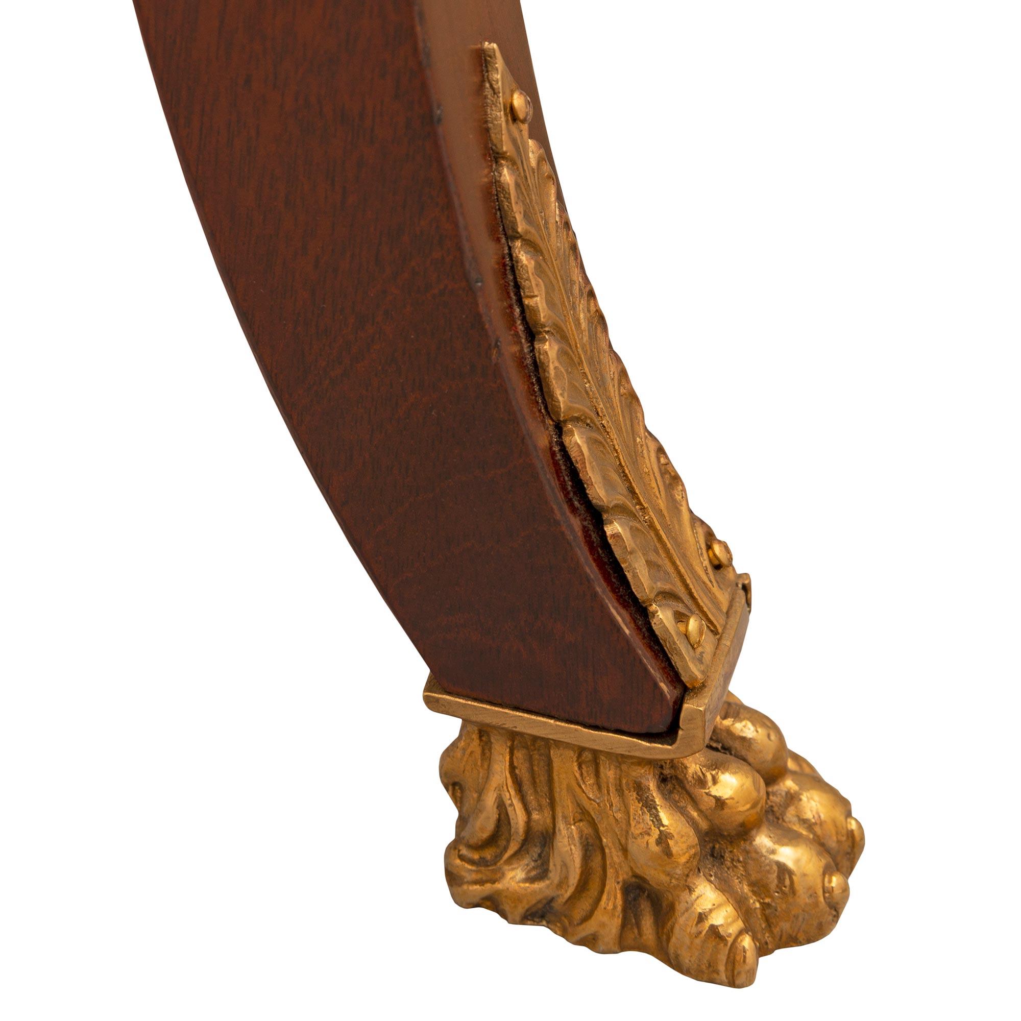 French 19th Century Empire St. Mahogany, Ormolu, and Marble Side Table For Sale 6