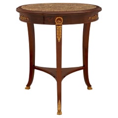 French 19th Century Empire St. Mahogany, Ormolu, and Marble Side Table
