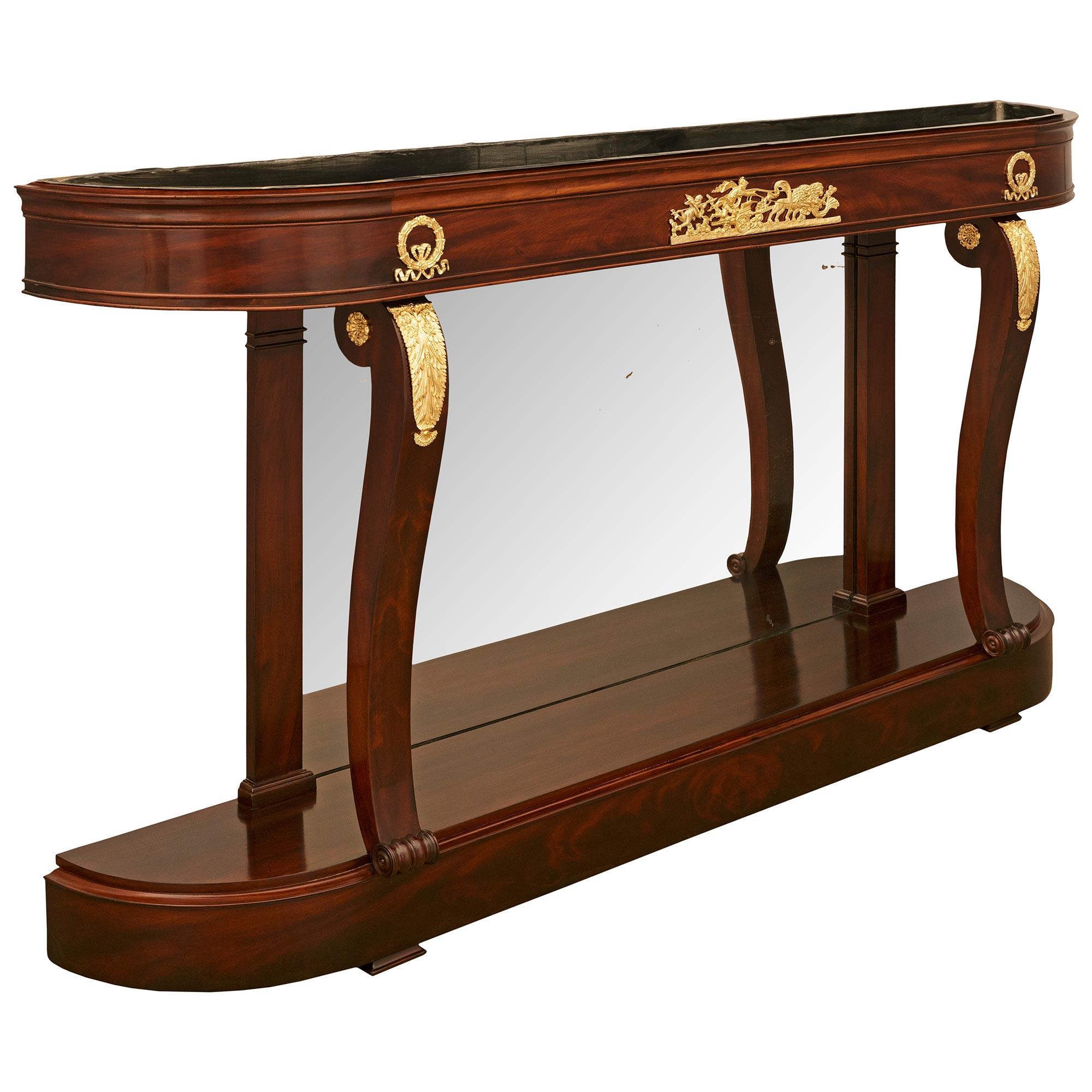 19th Century French 19th century Empire St. Mahogany, Ormolu and Mirror planter/console For Sale