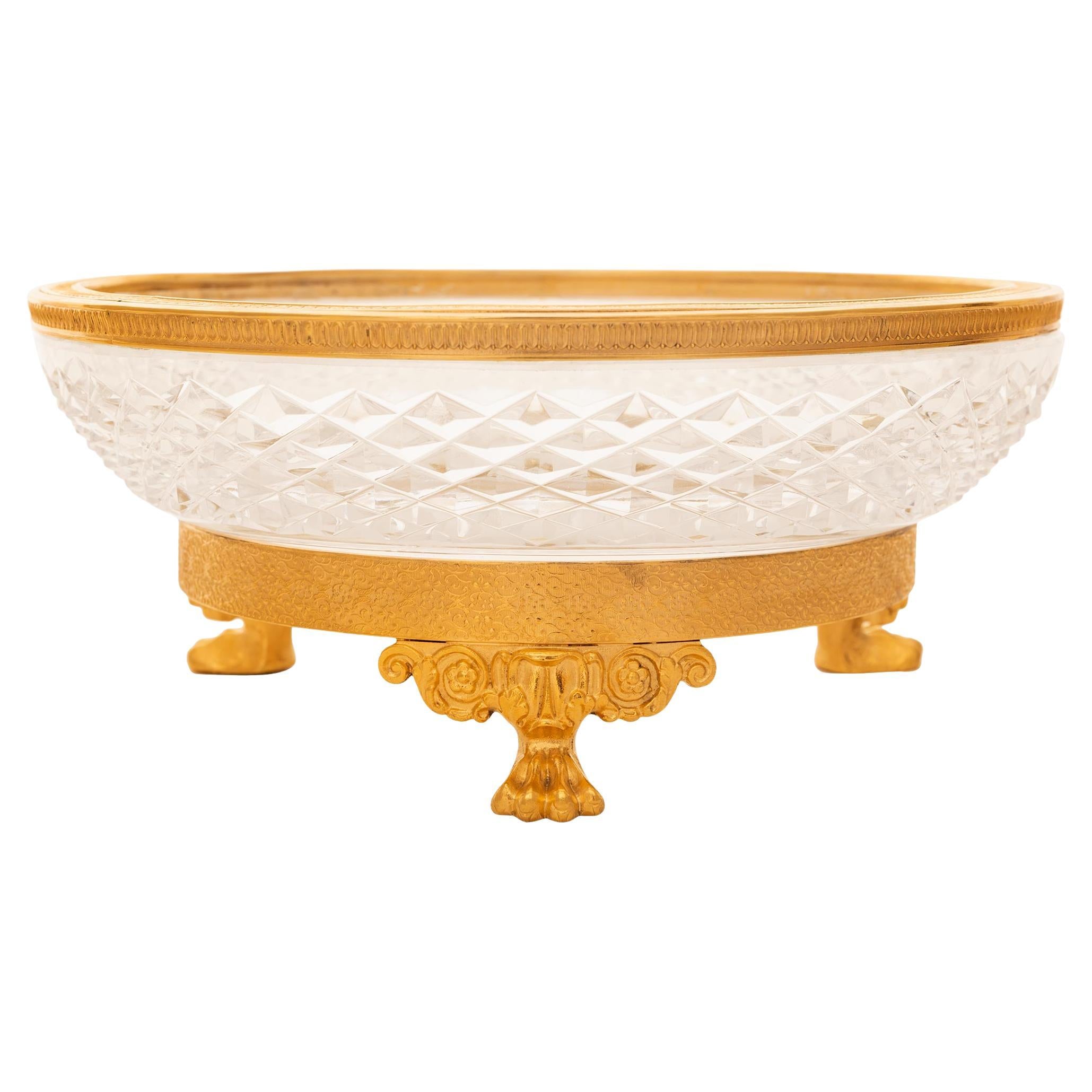 French 19th century Empire st. Ormolu and Baccarat Crystal centerpiece