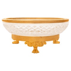 French 19th century Empire st. Ormolu and Baccarat Crystal centerpiece