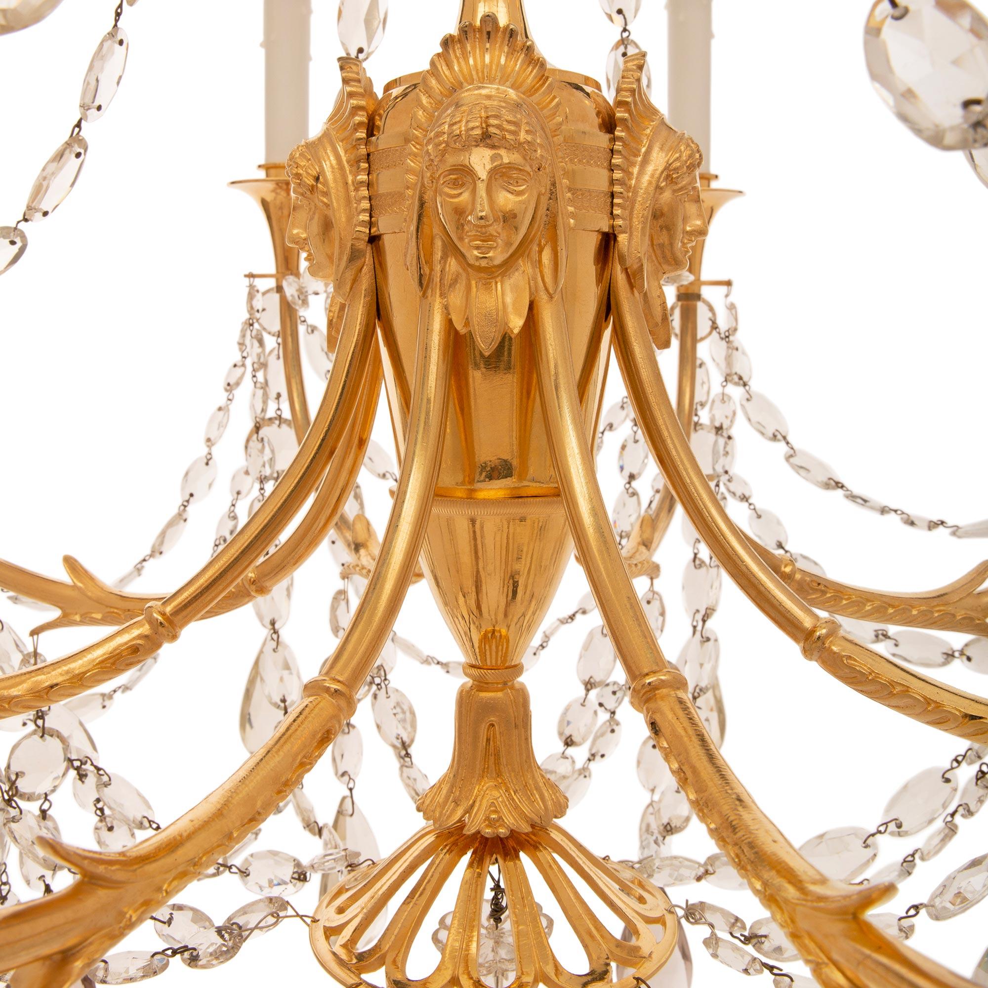 French 19th Century Empire St. Ormolu and Baccarat Crystal Chandelier For Sale 1