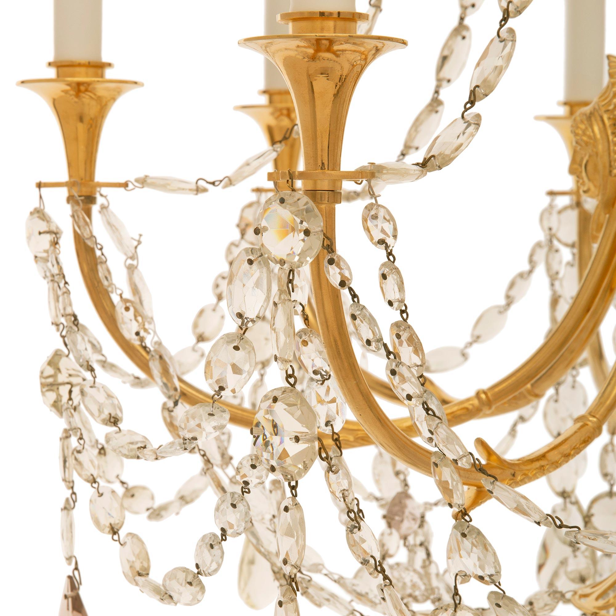French 19th Century Empire St. Ormolu and Baccarat Crystal Chandelier For Sale 2
