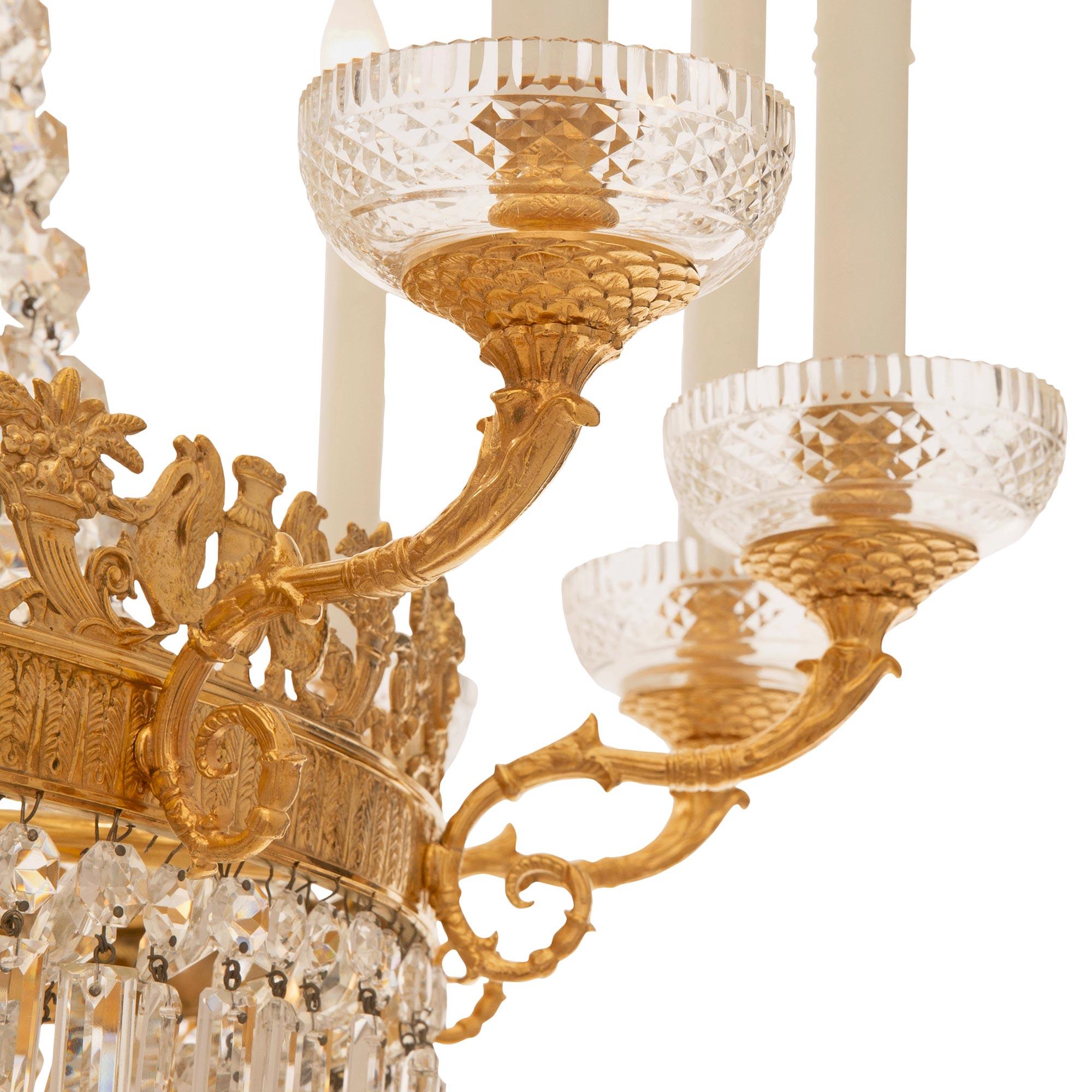 French 19th Century Empire St. Ormolu And Baccarat Crystal Chandelier For Sale 2