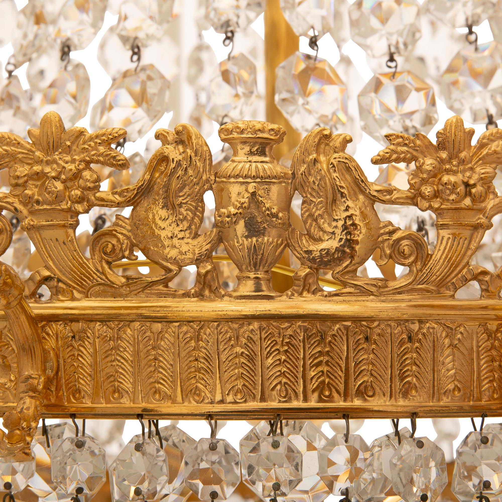 French 19th Century Empire St. Ormolu And Baccarat Crystal Chandelier For Sale 3