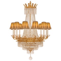 Antique French 19th Century Empire St. Ormolu And Baccarat Crystal Chandelier