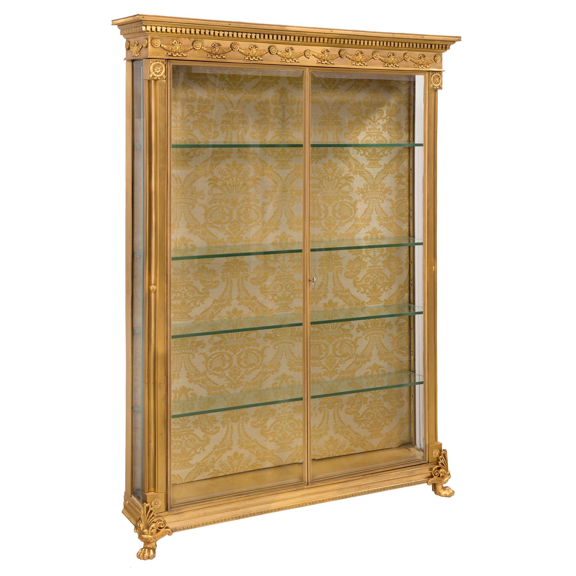 French 19th Century Empire St. Ormolu Cabinet Vitrine In Good Condition For Sale In West Palm Beach, FL