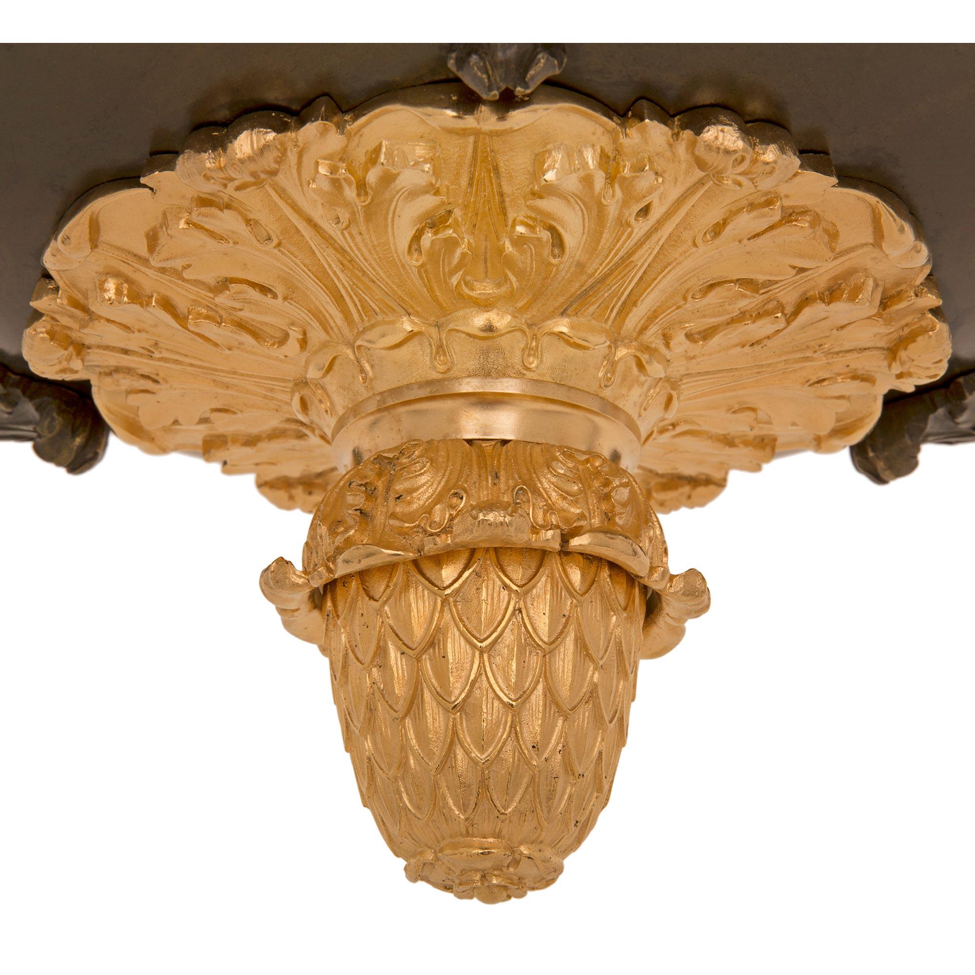 French 19th Century Empire St. Patinated Bronze and Ormolu Chandelier For Sale 5