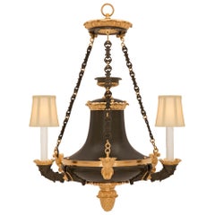 French 19th Century Empire St. Patinated Bronze and Ormolu Chandelier