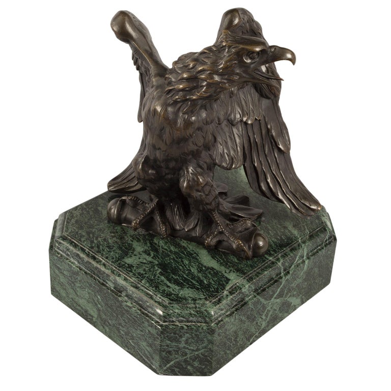 French 19th Century Empire St. Patinated Bronze Eagle Statue In Good Condition For Sale In West Palm Beach, FL