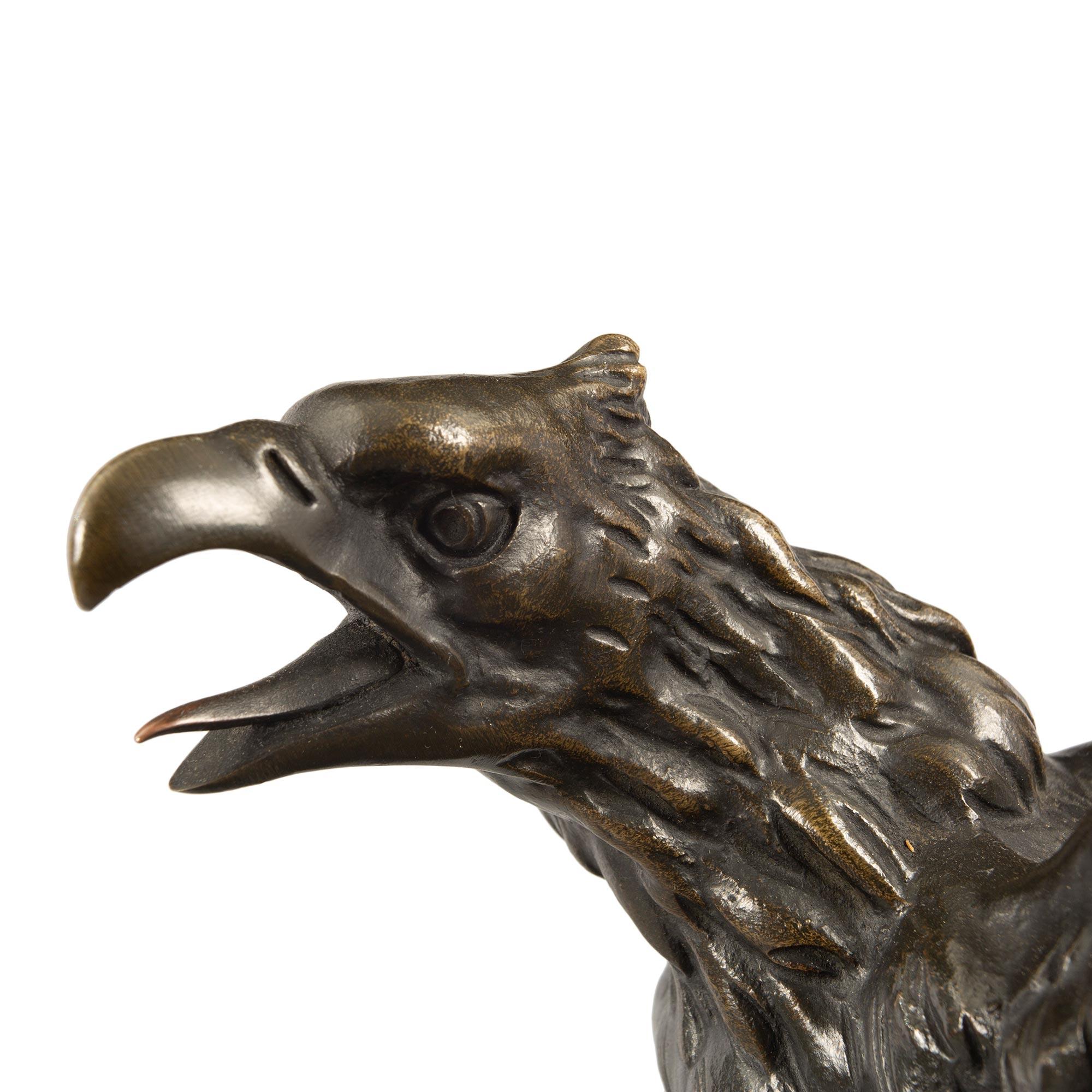 French 19th Century Empire St. Patinated Bronze Eagle Statue For Sale 3