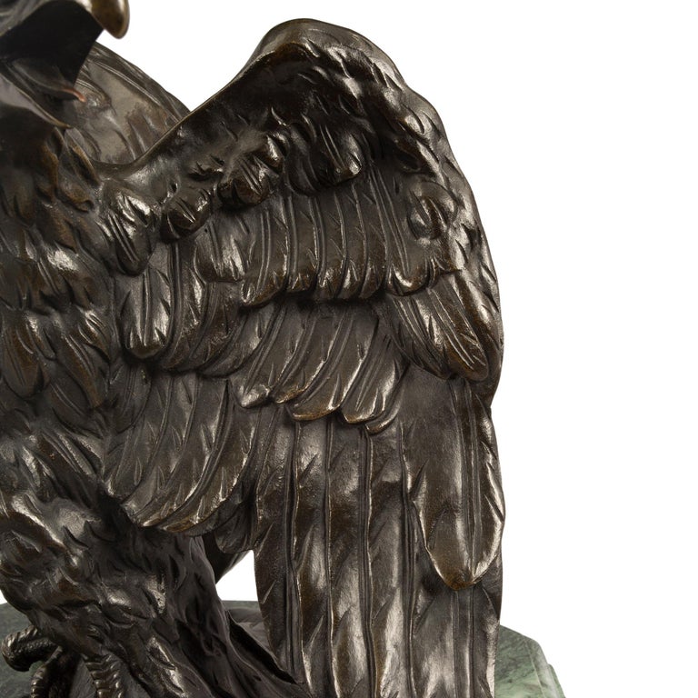 French 19th Century Empire St. Patinated Bronze Eagle Statue For Sale 5