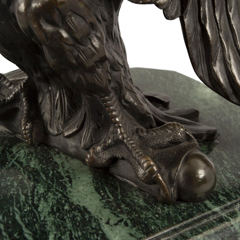 French 19th Century Empire St. Patinated Bronze Eagle Statue For Sale 6