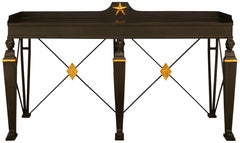 Französische Empire-Konsole aus patinierter, Verdigris-Bronze und Schiefer aus dem 19. Jahrhundert.