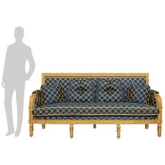 French 19th century Empire st. patinated wood and Giltwood settee
