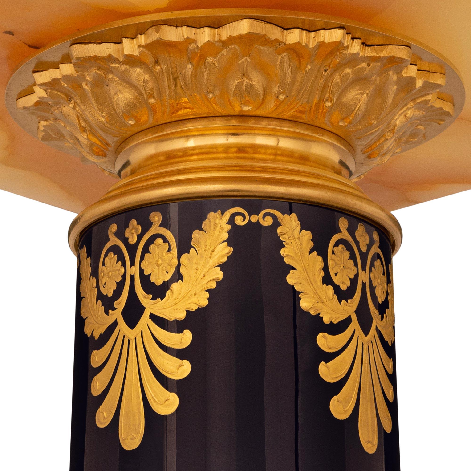 French 19th Century Empire St. Sèvres Porcelain, Gilt, Onyx, And Ormolu Pedestal For Sale 1