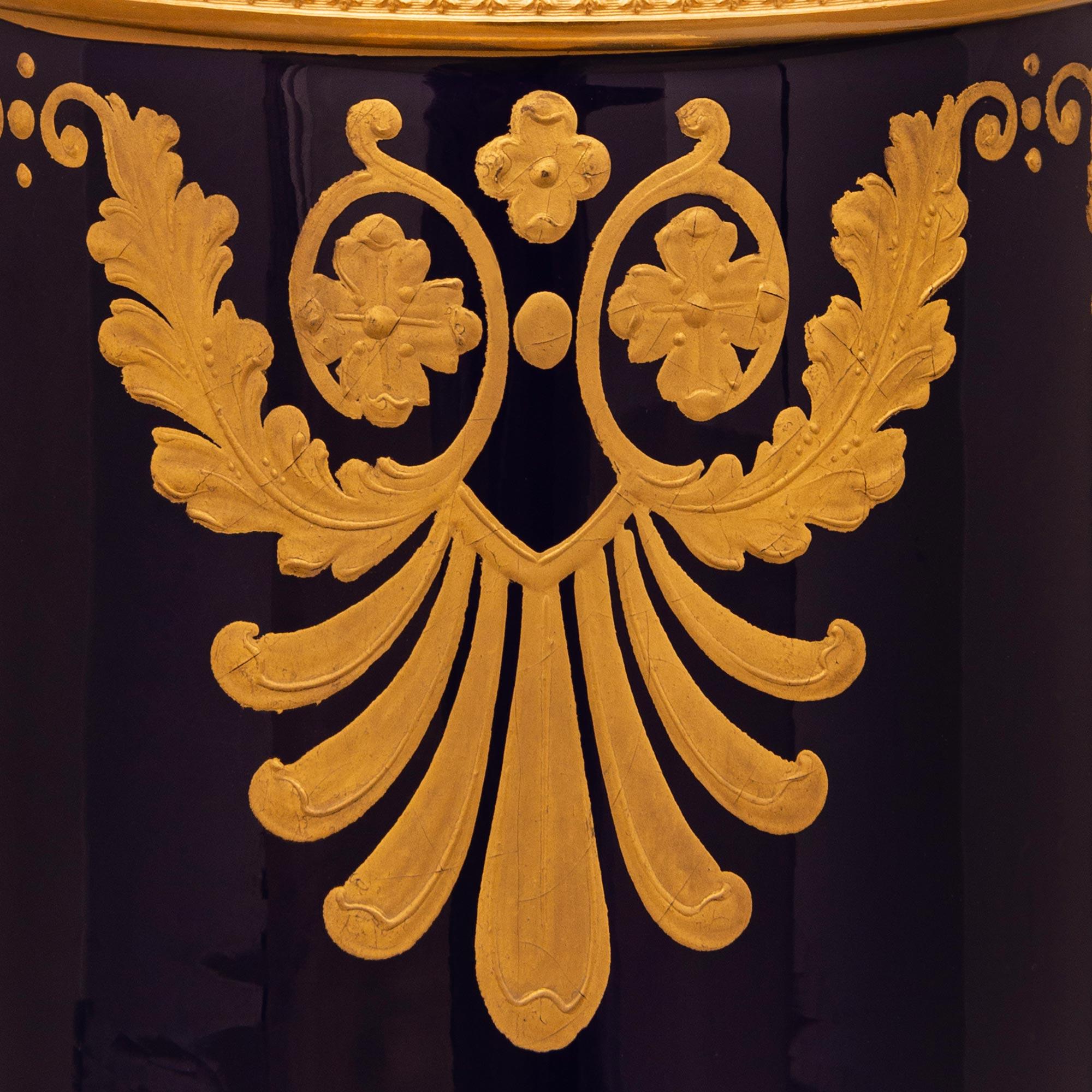 French 19th Century Empire St. Sèvres Porcelain, Gilt, Onyx, And Ormolu Pedestal For Sale 3