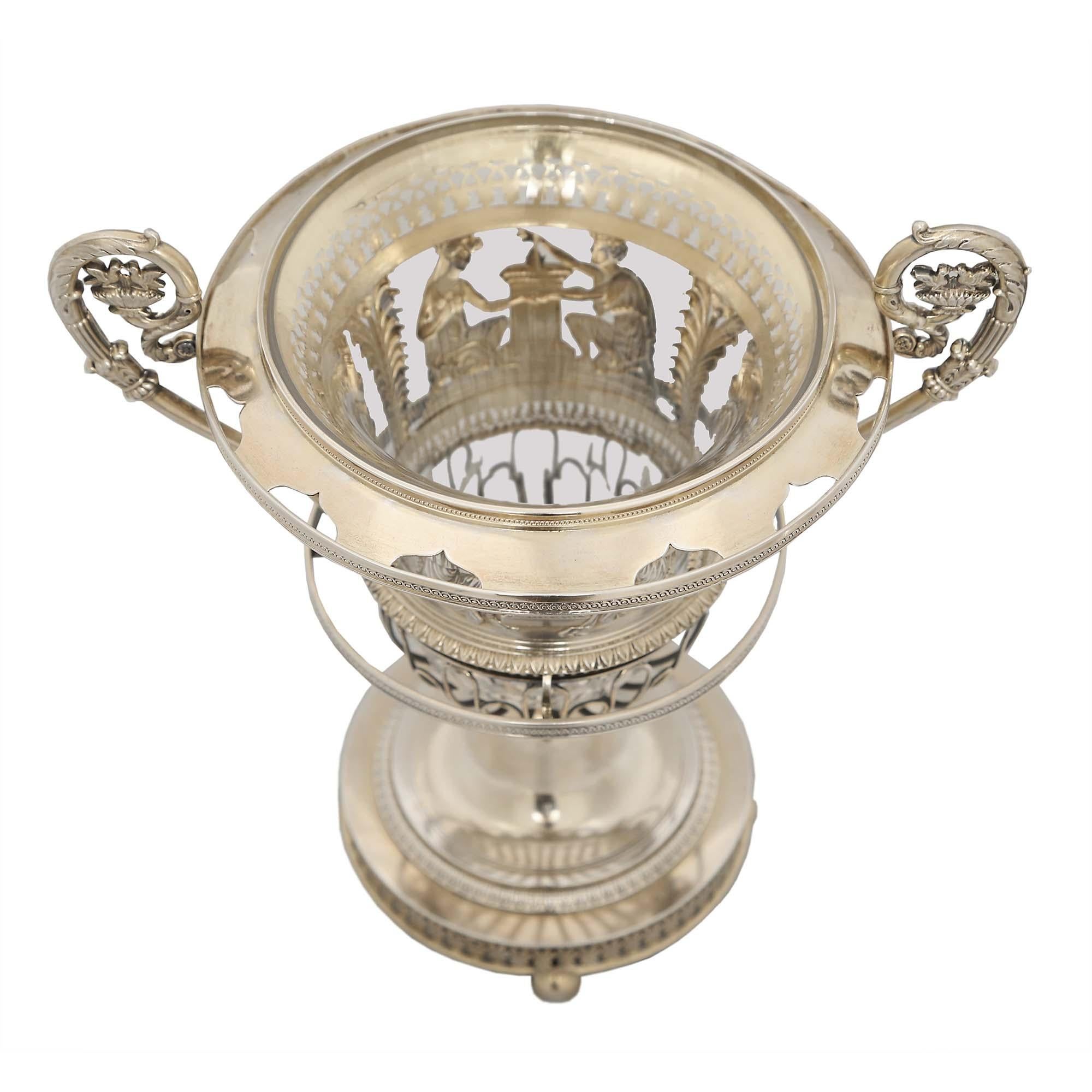 French 19th Century Empire St. Sterling Silver Caviar Server For Sale 2