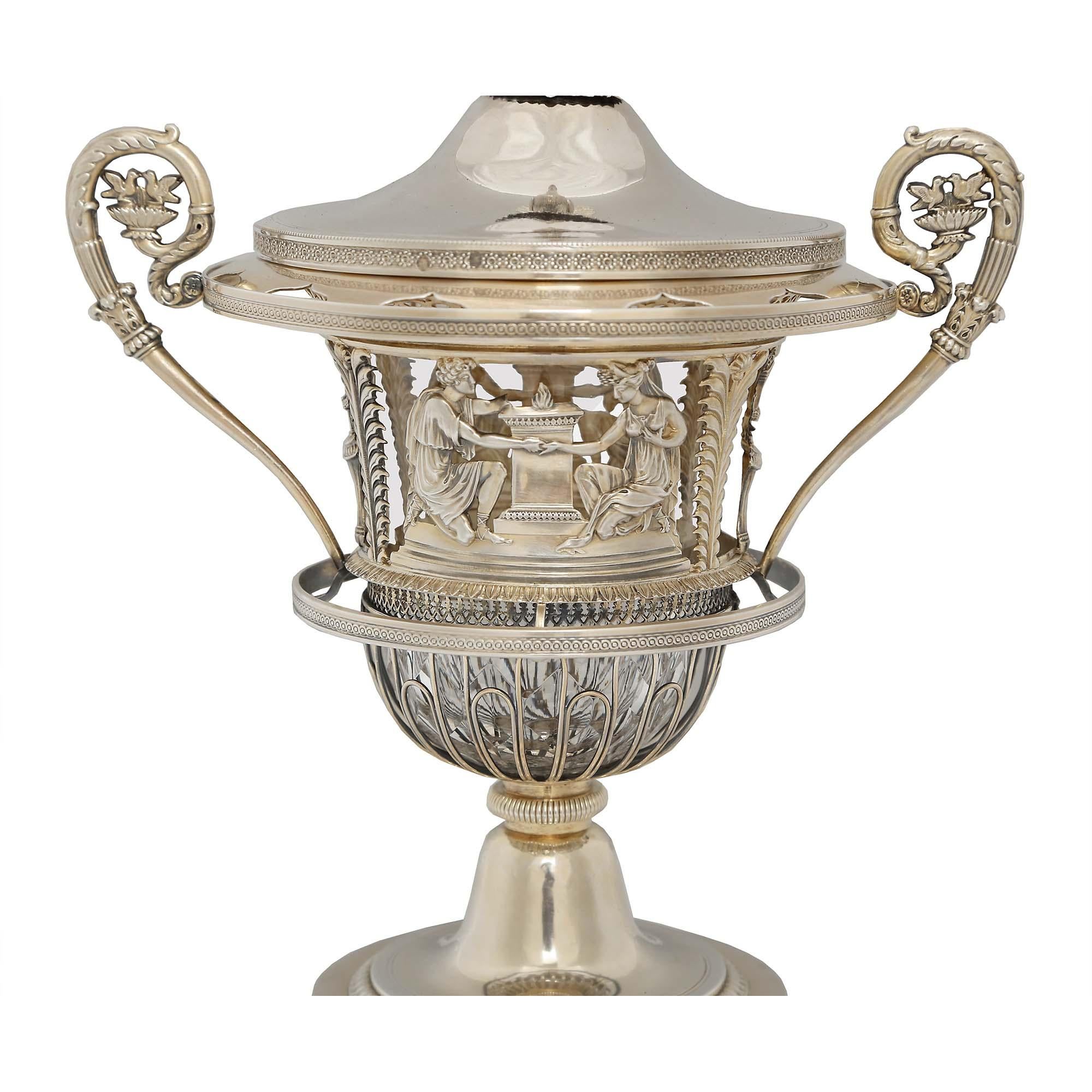 French 19th Century Empire St. Sterling Silver Caviar Server For Sale 3
