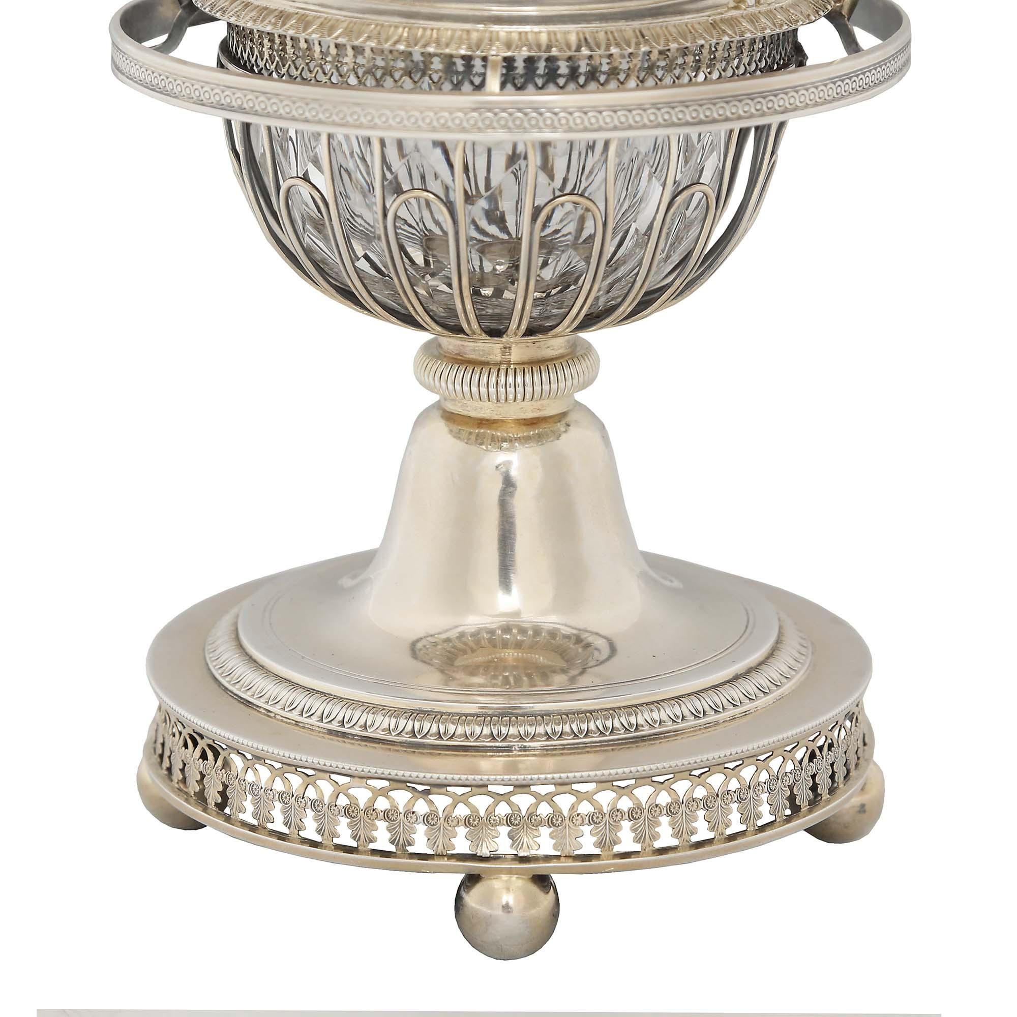 French 19th Century Empire St. Sterling Silver Caviar Server For Sale 4