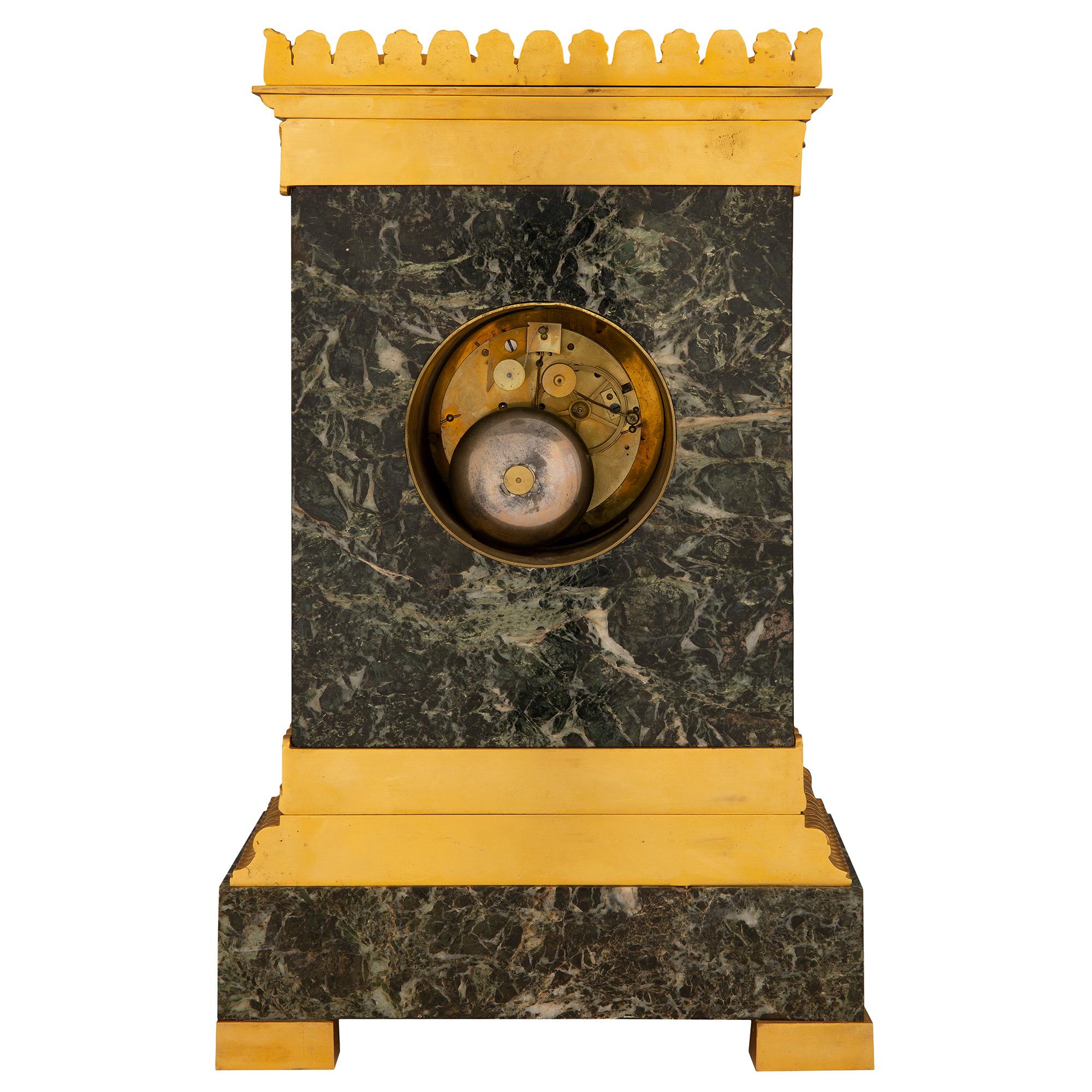 French 19th Century Empire St. Vert Patricia Marble and Ormolu Clock For Sale 6