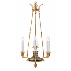 French 19th Century Empire Style Bronze and Ormolu Seven-Light Chandelier