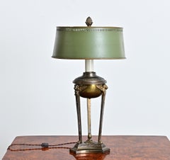 French 19th Century Empire Style Converted Oil Lamp with Tôle Shade
